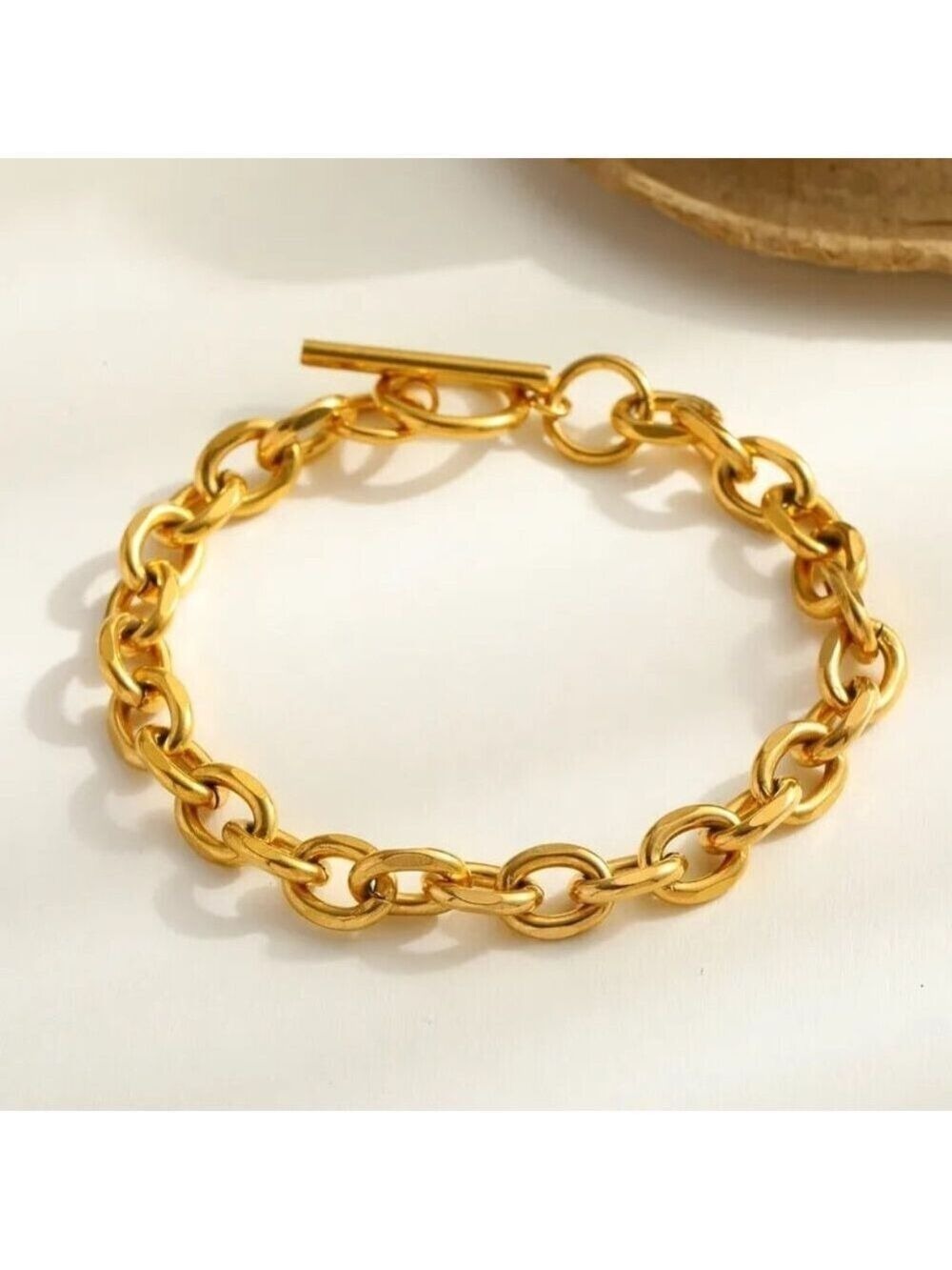 18K Gold Plated Toggle Chain Bracelet – Bold Link Gold Jewelry